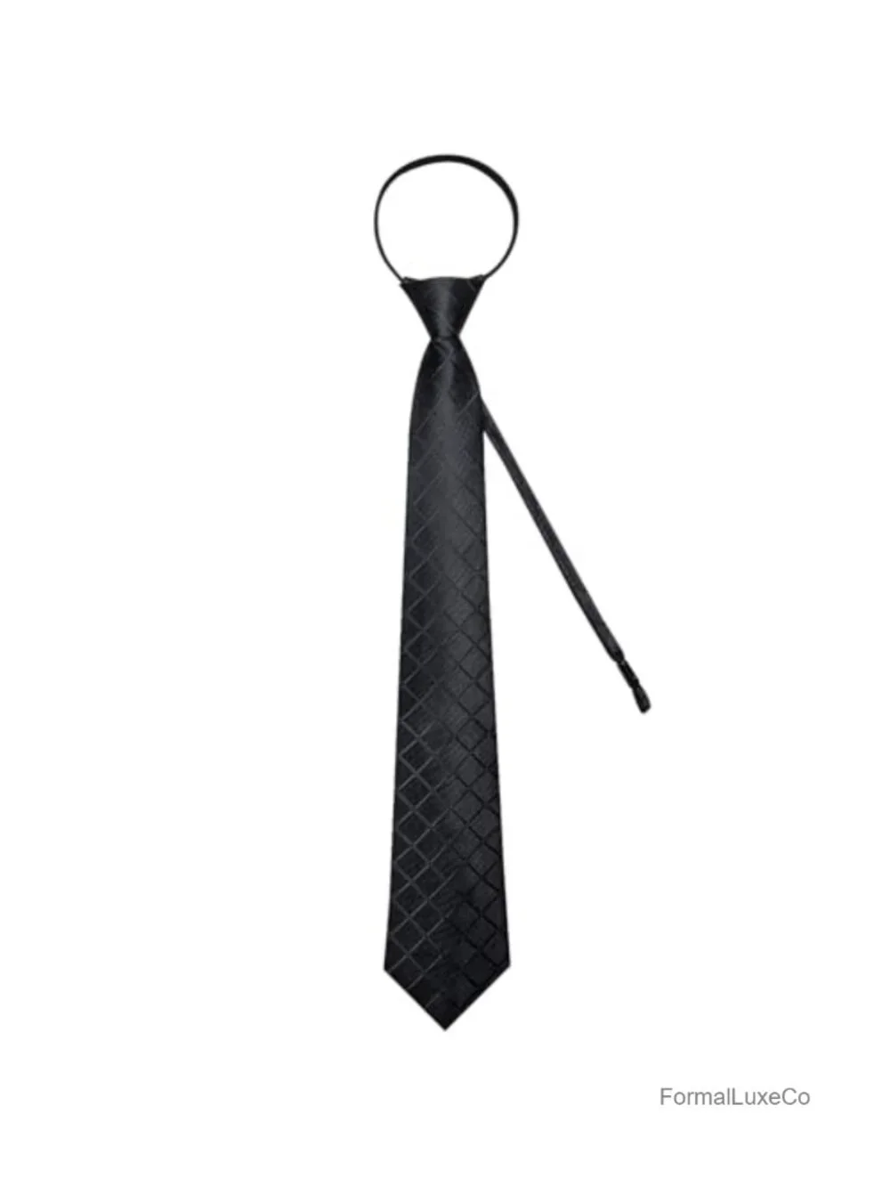 Silk Pre-tied Zipper Tie Set with Pocket Square and Cufflinks Adjustable Formal